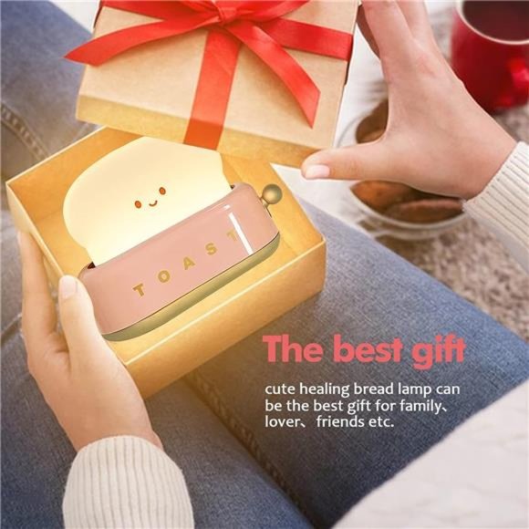 Cute Desk Decor Toaster Lamp, Kawaii LED Toast Bread Night Light Rechargeable - Picture 4 of 6